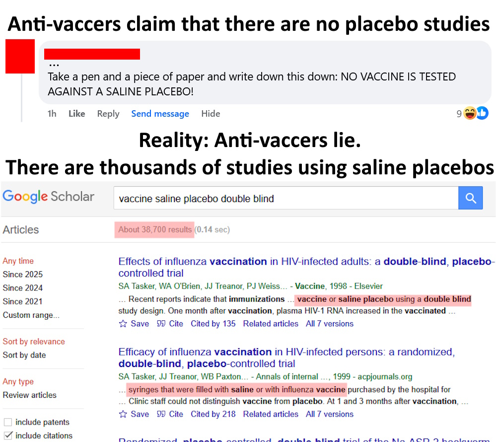 saline placebo vaccine comment resposne